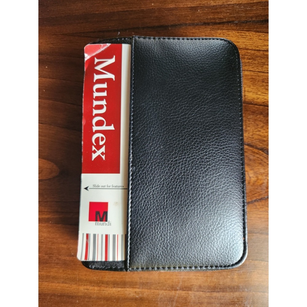 NWT Mundi Mundex Planner Organizer Black Faux Pebble Leather Agenda, Calculator,
